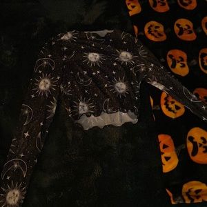 A cropped sun,moon and stars long sleeve